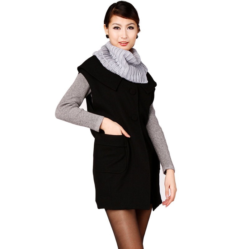 Nadine2012 women's large lapel slim woolen single breasted sleeveless clothing half-skirt