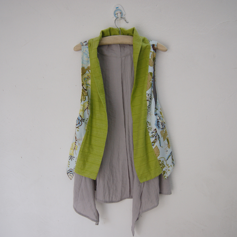 National trend big flower color block decoration long vest