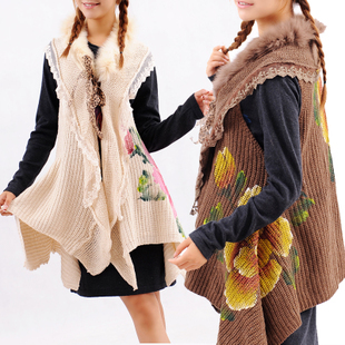 national trend vintage women's knitted vest cardigan coat