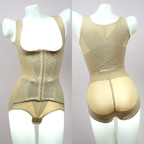 Natural colored cotton waist butt-lifting two-piece triangle shaper bodysuit shapewear beauty care . 081