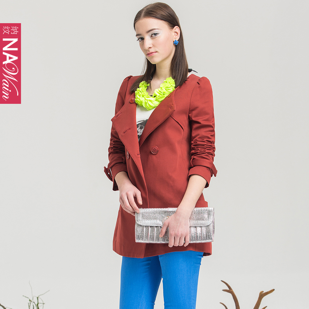 Nawain 2013 spring elegant cool o-neck elegant double breasted trench female 251007f