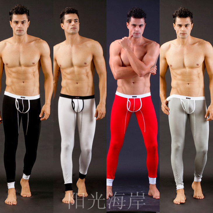 Net male long johns modal sexy line pants low-waist legging wj7032