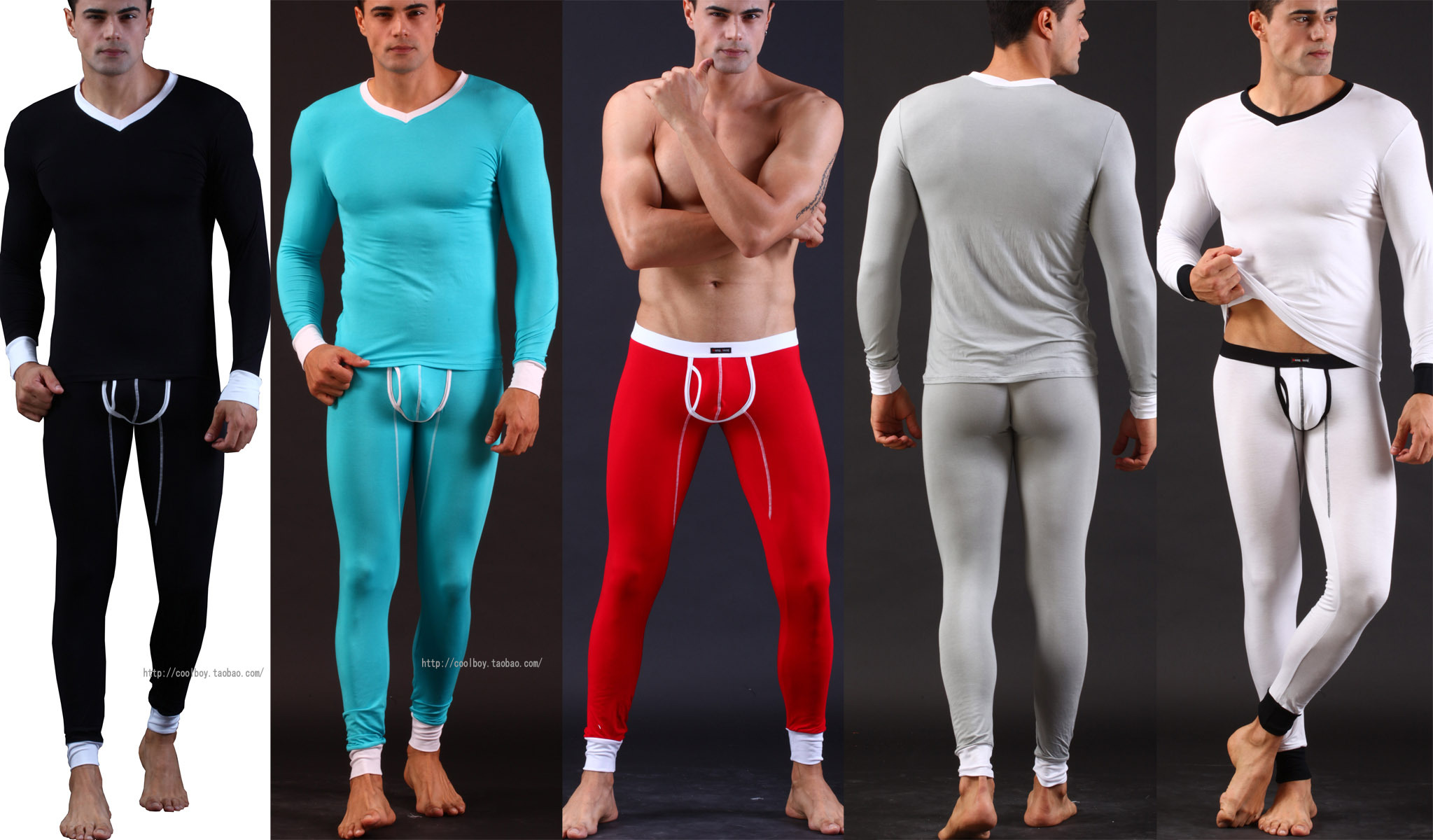 Net wj male underwear set autumn and winter modal V-neck tight male long johns long johns set