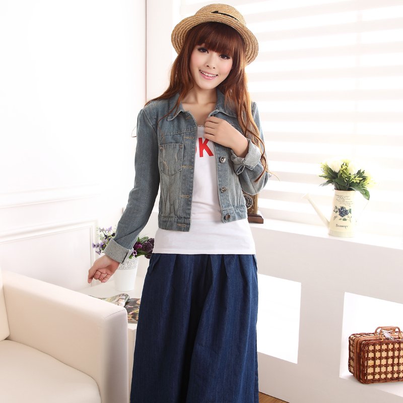 NEW 1238 - 1 2012 new arrival spring slim short design outerwear denim outerwear female Free Shipping Low Price Wholesale