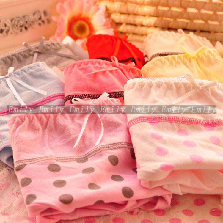 New 12PCS Women's  Panties Multicolor choice cotton material dot pattern Lovely Ladies' Briefs