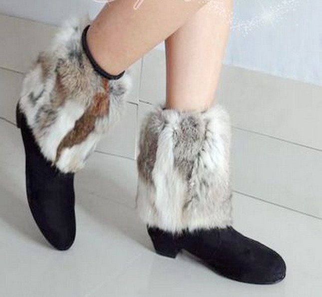 New 15cm Women  Rabbit Fur Leg warmers  Lower Leg Ankle Warmer Shoes Boot Sleeves Cover