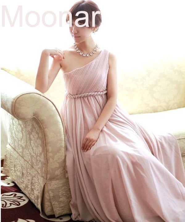 New 2012 Charming Women Chiffon One Shoulder Long Dress Evening Party Fomal Gown E0375