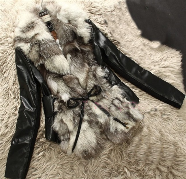 New 2012 Fur Short Paragraph Slim Fox Collars Women's Leather Fur Coat