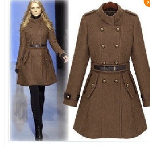 New 2012 Hot wool coat double-breasted women's coat 3 colo Free Shipping #b12