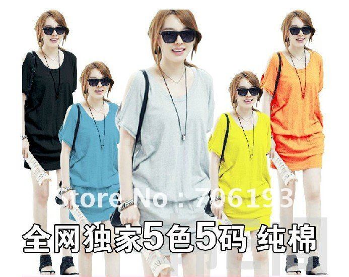 New 2012 Lady's Korean Style Leisure Loose Large Size elastic cotton T-shirt skirt  Jumpsuits & Rompers