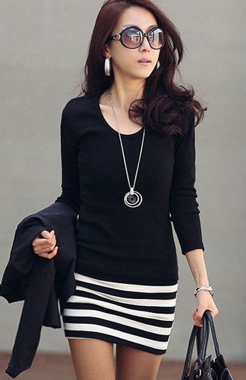 NEW 2012 women's dress!Spring summer Han edition leisure long-sleeved dress/ fashion dress/Free shipping