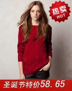 New 2013 autumn and winter thermal applique pullover twisted o-neck vintage sweater blousier Free Shipping