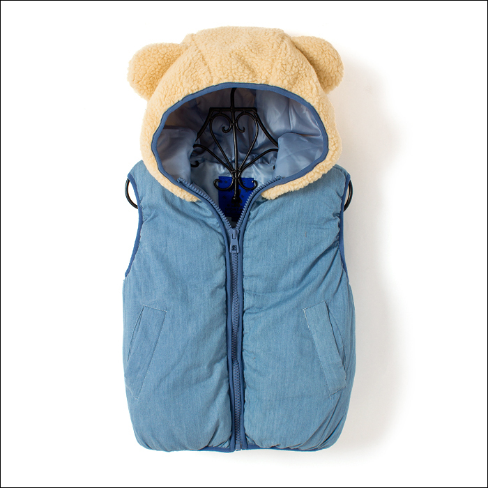 New 2013 autumn new arrival bear hat bread wadded jacket vest thick outerwear Free Shipping