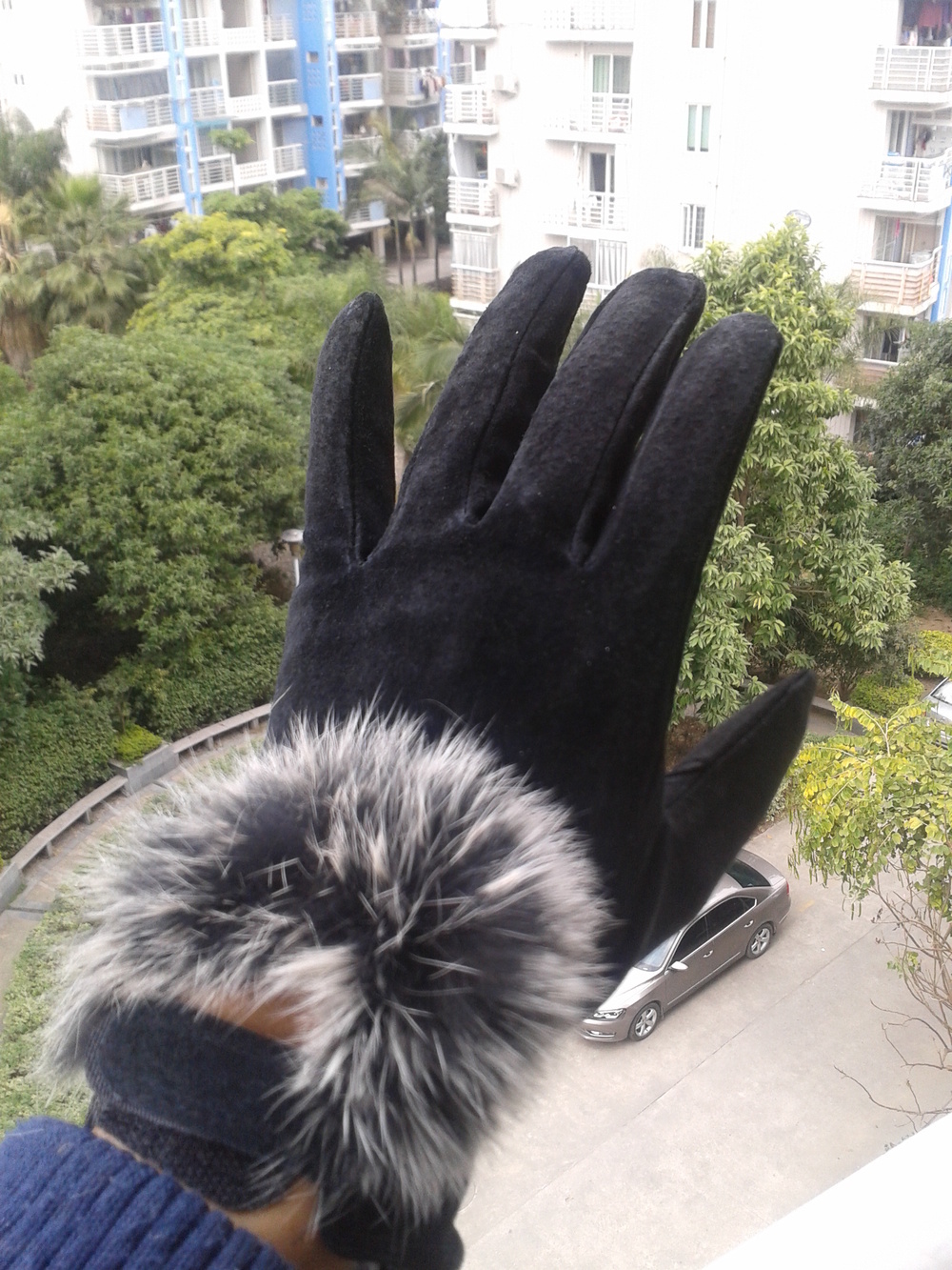 New 2013 Romantic Seoul Winter glove double thick warm super warm leather angora female leather gloves