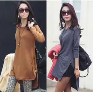 New 2013 spring and autumn fashion medium-long dovetail plus size clothing t-shirt basic shirt clothing