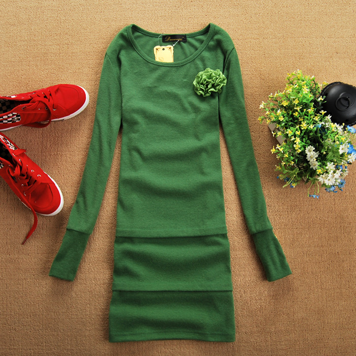 New 2013 spring and autumn sweet bow full dress fashion long-sleeve dress