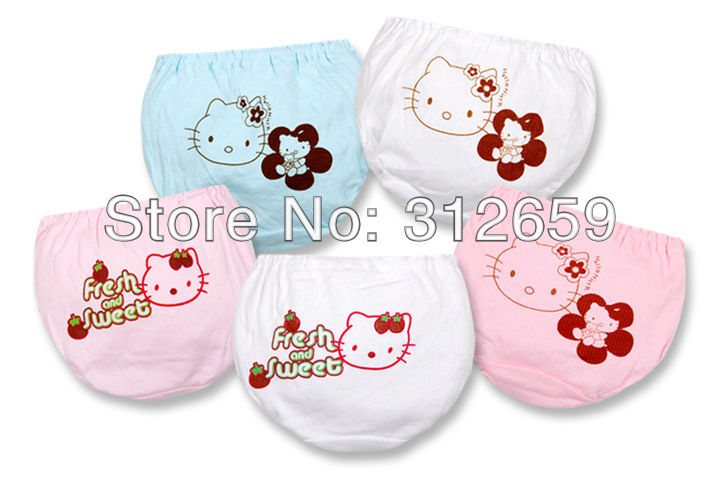 New 48 Pieces/lot Wholesale Knit cartoon Baby Cotton Underwears Cute Kitty style Kids panties