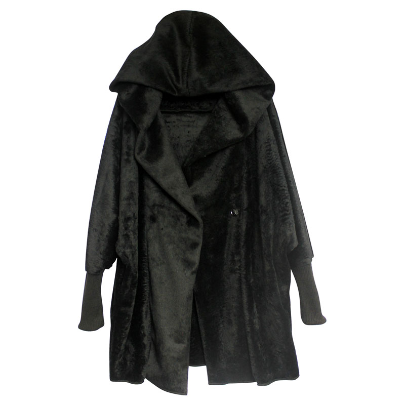 NEW! Acm fashion faux shaggier overcoat knitting twisted bat with a hood large lapel fur coat free shipping