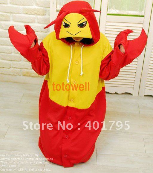 New Adult Animal Lobster Pajamas Sleepsuit Onesie Sleepwear Pyjamas Unisex Red