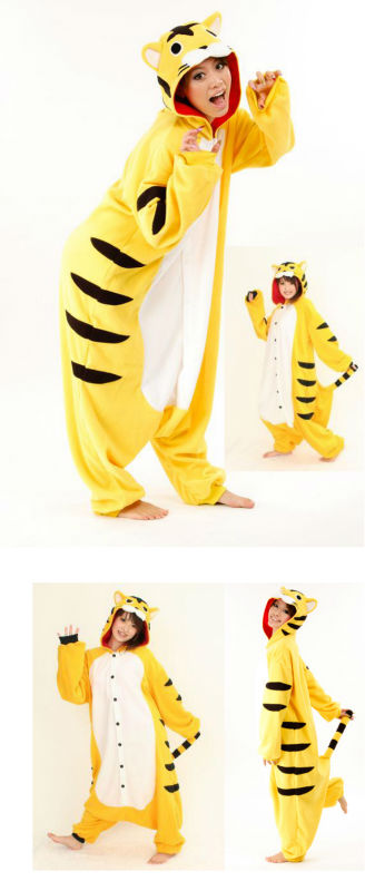 New Adult Animal Tiger Pajamas Set Sleepsuit Onesie Sleepwear Pyjamas Unisex Yellow