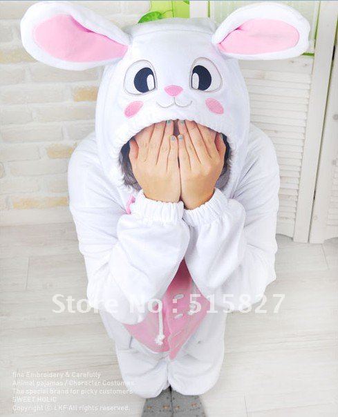 New Adult Animal White Rabbit Pajamas Sleepsuit Cosplay Sleepwear Pyjamas Unisex(underwear)