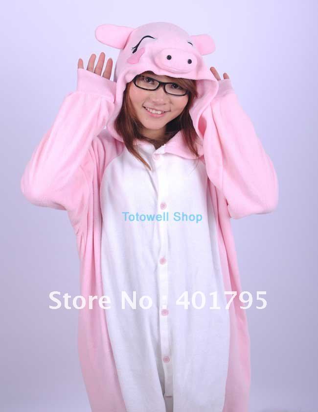 New Adult Unisex Animal Lovely Pink Pig Pajamas Sleepsuit Onesie Sleepwear