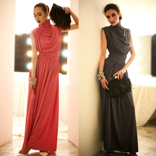 New arriaval fashion desses long 2013 women's elegant turtleneck slim waist floor length dress long skirts dresses C9601