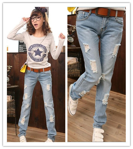 New arrilavs 2013  Korean low-waist wear white women in jeans pencil trousers pants