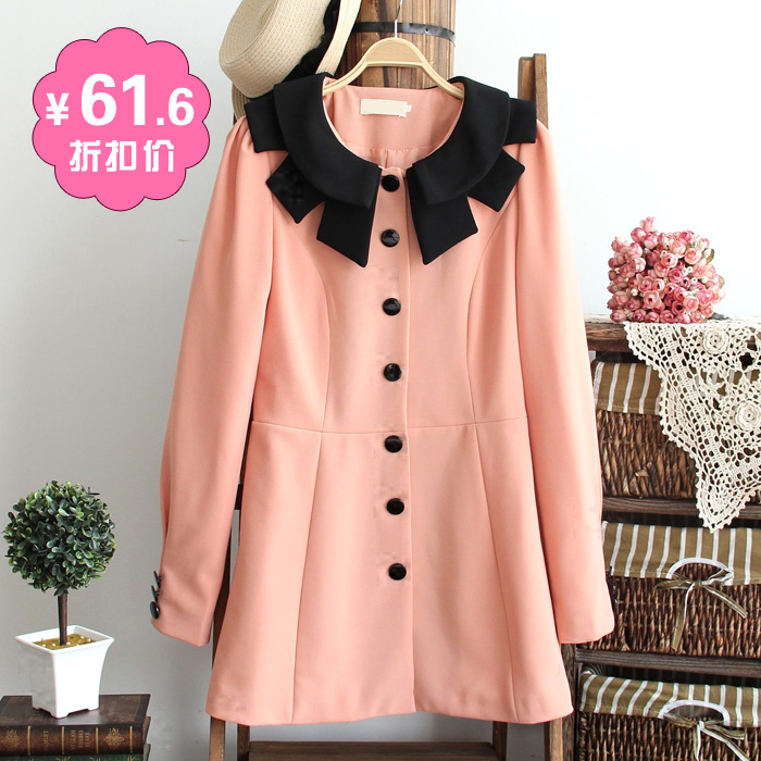 New arrival 1886 autumn women's sweet gentlewomen 2012 lotus leaf double collar long-sleeve slim trench outerwear