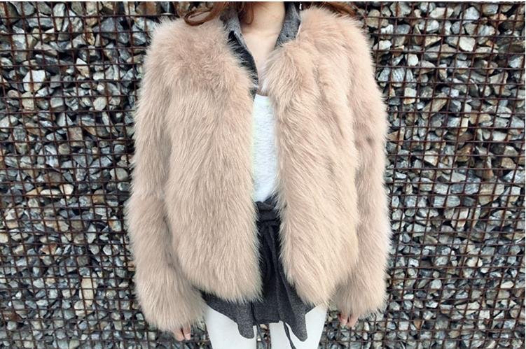 New Arrival 2012 Autumn and Winter Black,White,Pink,Apricot Long Sleeve V-neck Short Style Women's Fur Coat