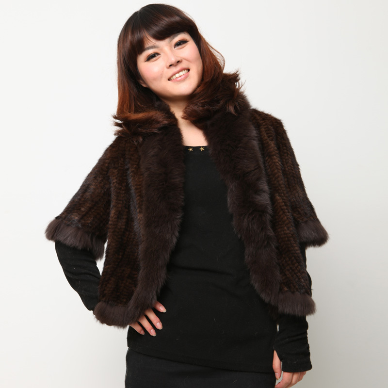 New arrival 2012 autumn and winter women new arrival women's mink knitted short-sleeve fur top wholesale and retail