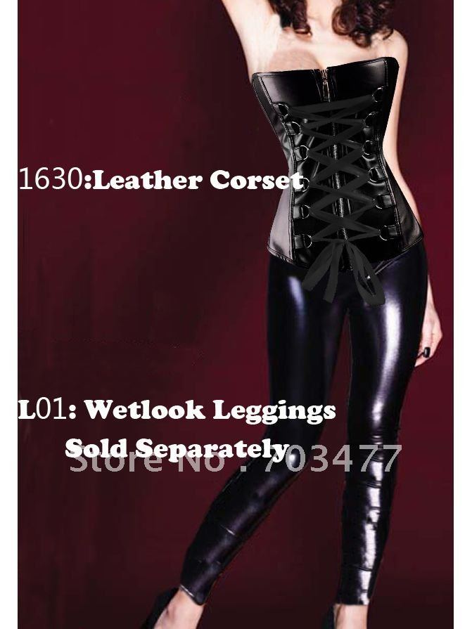 New arrival 2012 hot sal strapless black leather corset legging sold separately wholesale and retail high quality sexy lingerie