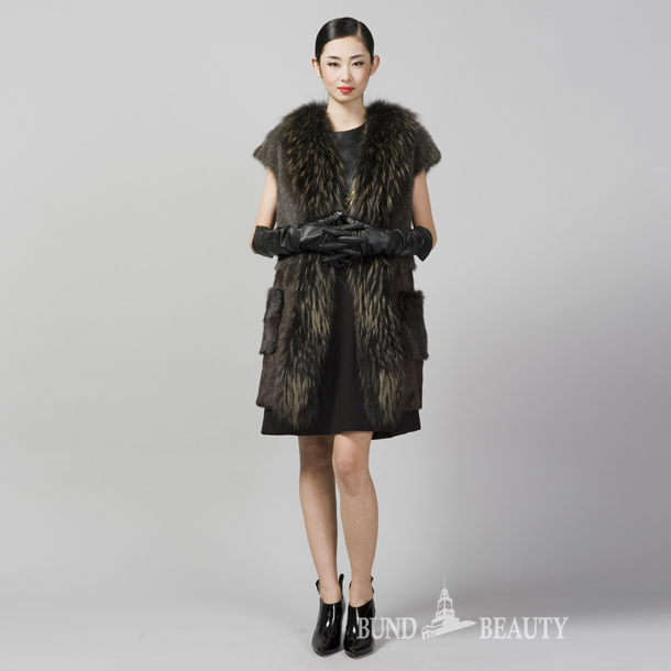 New arrival 2012 winter quality women's leather sweater vest outerwear fur