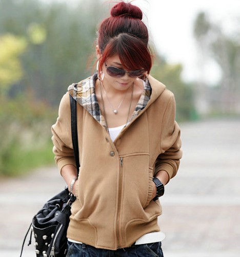 New arrival 2012 women's fashion fleece with a hood short jacket cardigan sweatshirt female autumn outerwear