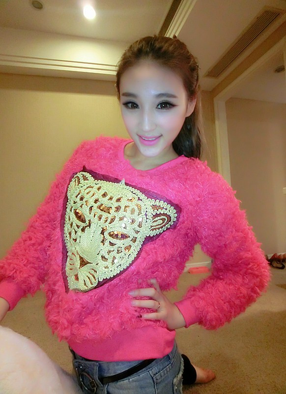 New arrival 2013 autumn and winter tiger head berber fleece cute 2013 spring loading the women's long-sleeve o-neck