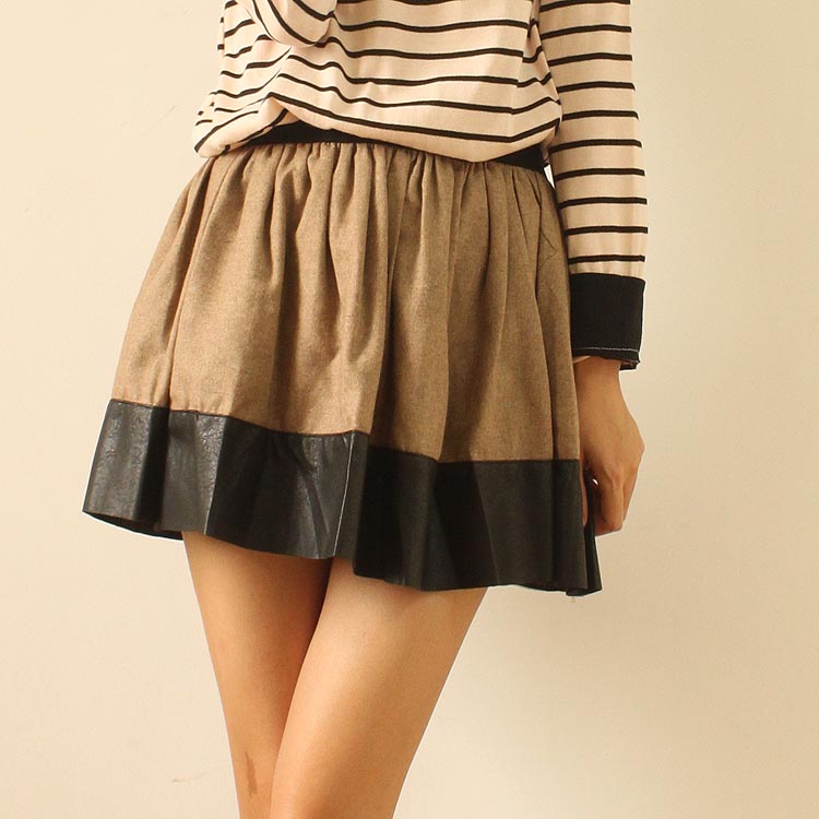 New arrival 2013 autumn and winter woolen short skirt expansion skirt leather puff skirt bust skirt 1644