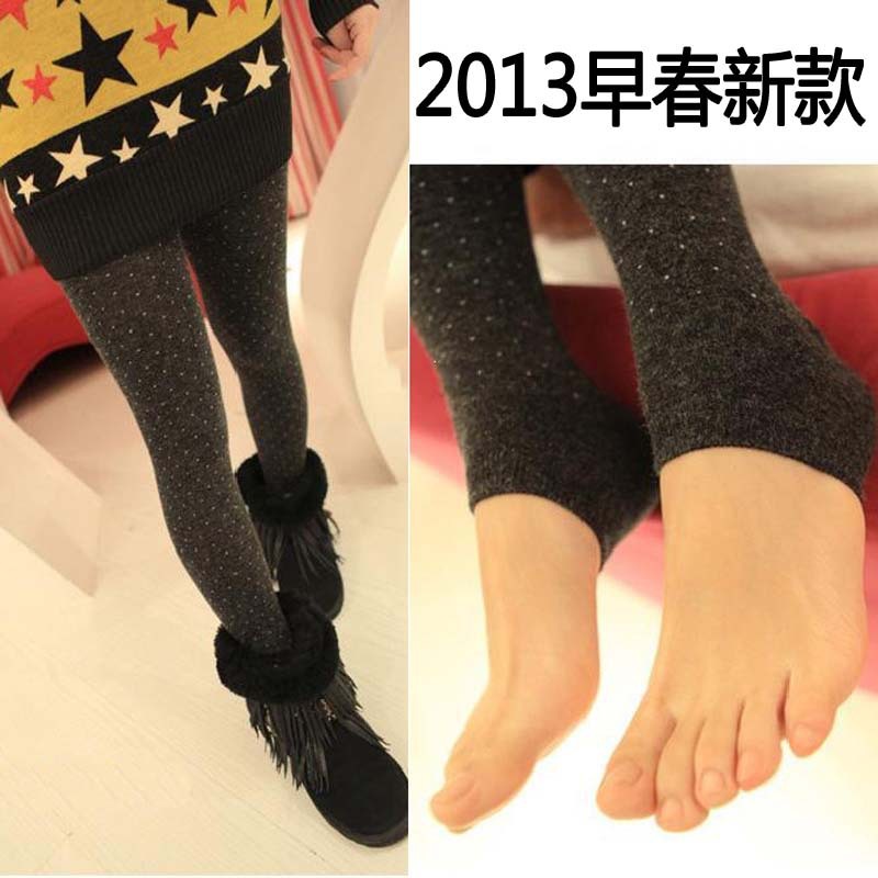 new arrival 2013 Fashion Dot Bright Yarn Women Winter Warm Pantyhose Ladies Velvet Leggings free shipping