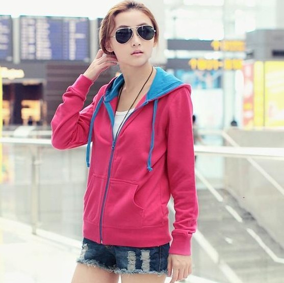 New arrival 2013 long-sleeve sweatshirt outerwear female casual cardigan with a hood sweatshirt outerwear thin