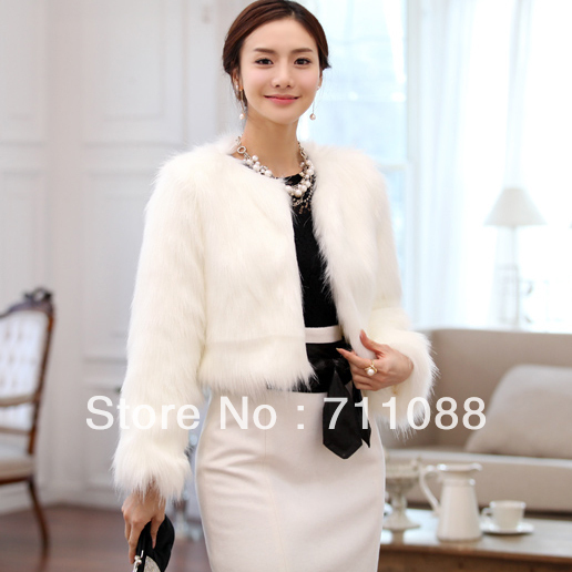 New arrival 2013 luxury real fur faux white fur women's long-sleeve short design y888