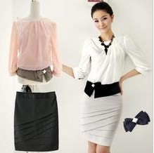 New arrival 2013 professional women's spring set skirt fashion white collar formal women's