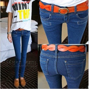 New arrival 2013 spring low-waist slim jeans trousers blue skinny pants pencil pants