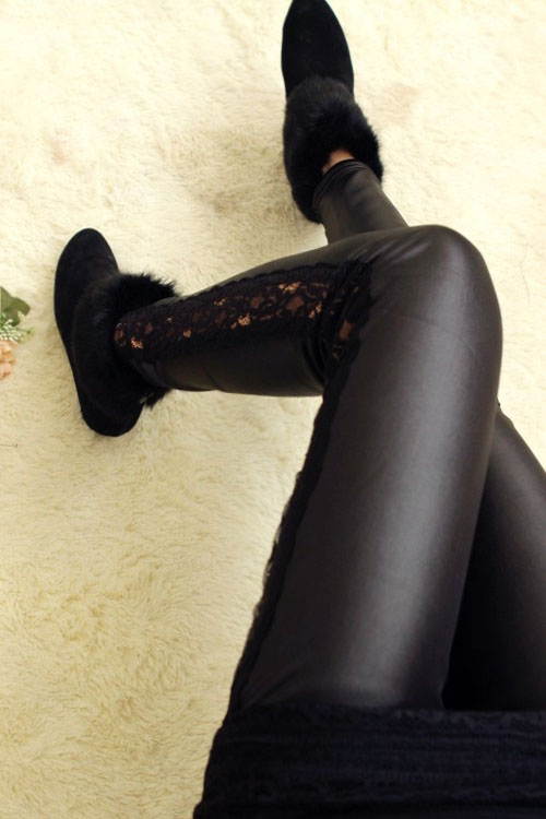 New arrival 2013 thermal thickening faux leather velvet thermal ultra elastic pants plus velvet female legging