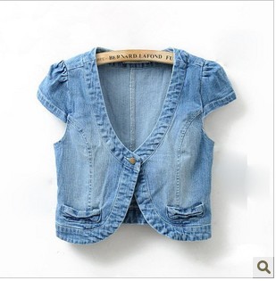 New arrival 2013 women's short-sleeve all-match denim vest shrug short design vest all-match small cape