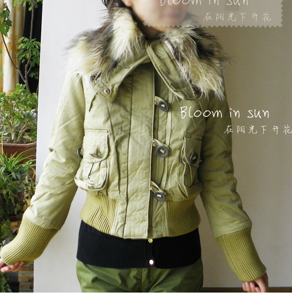 New arrival autumn and winter collar short design maomao cotton-padded jacket 275 Free Shipping