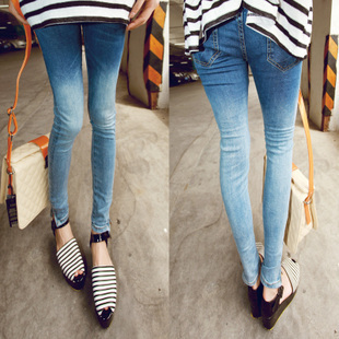 New arrival autumn and winter elastic slim skinny pants gradient slim casual denim trousers