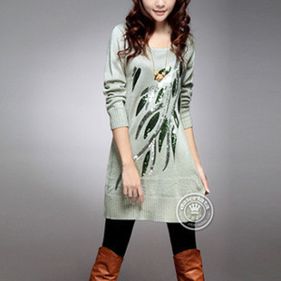 New arrival autumn and winter hot-selling female o-neck liangsi casual slim long design sweater