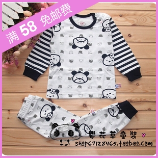 New arrival autumn and winter infant children baby underwear 100% cotton sweater long johns long johns set sleepwear