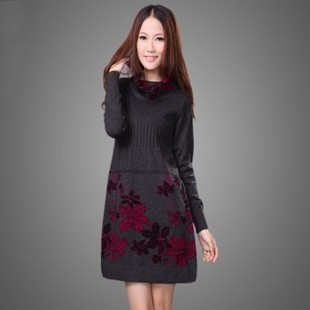 New arrival autumn and winter sweater one-piece dress thick sweater long design thickening sweater dress slim hip sweater female