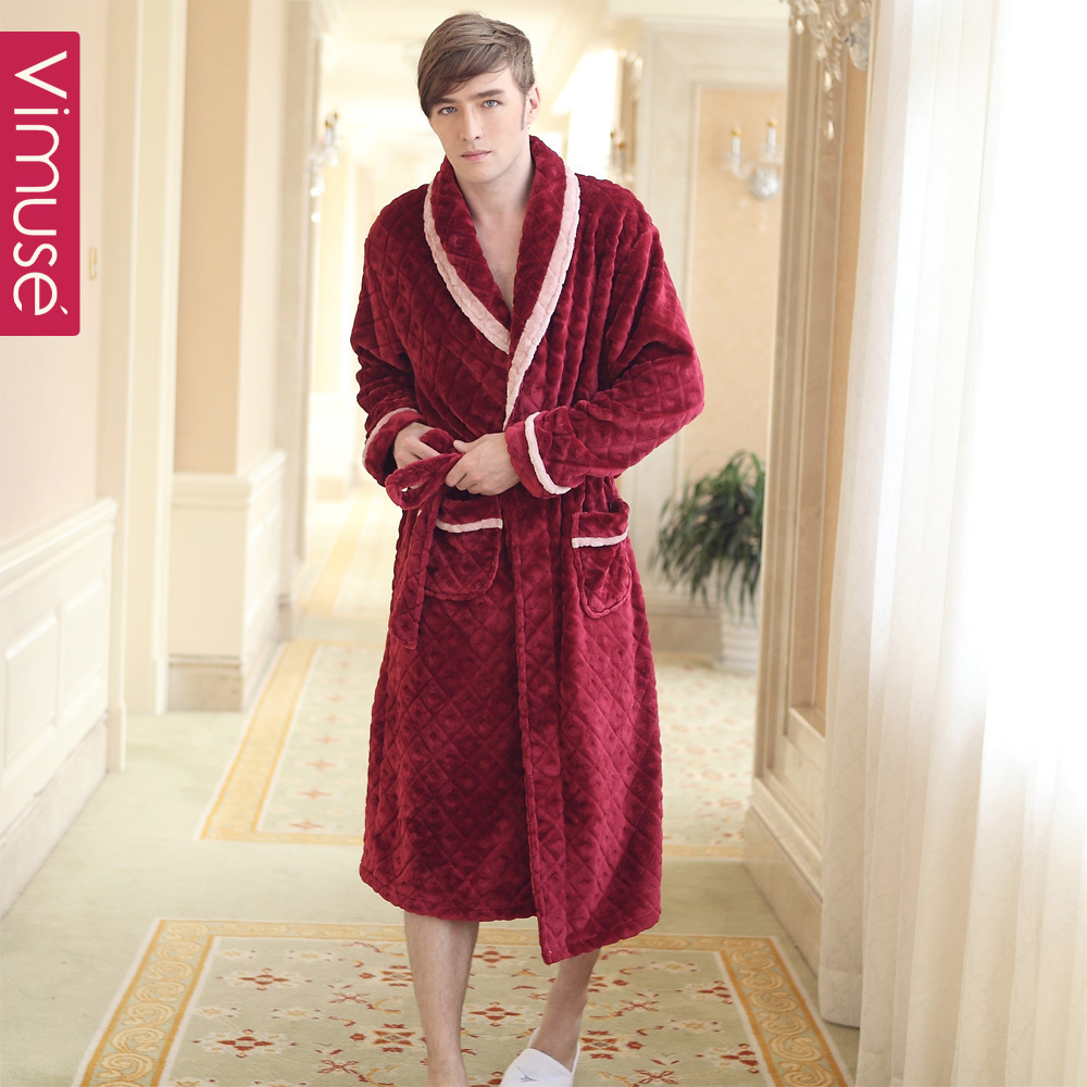 New arrival autumn and winter thickening long-sleeve male coral fleece robe winter men's plus size robe