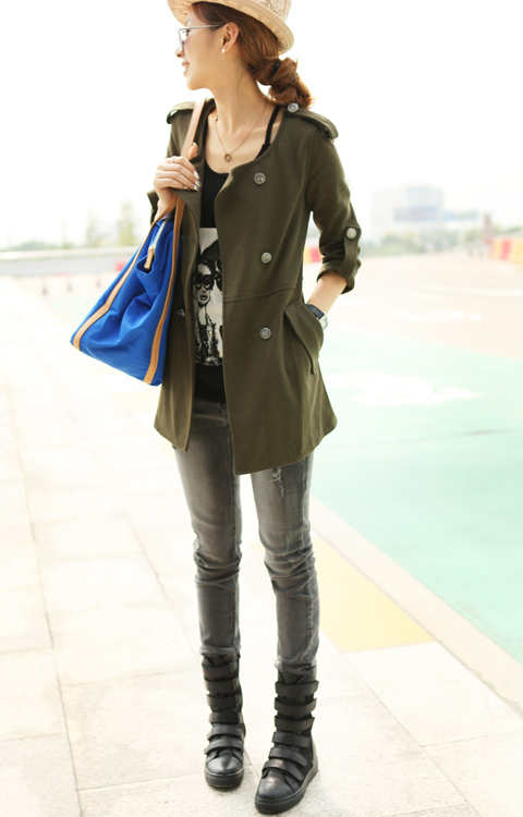 New arrival autumn outerwear slim trench female medium-long double breasted outerwear